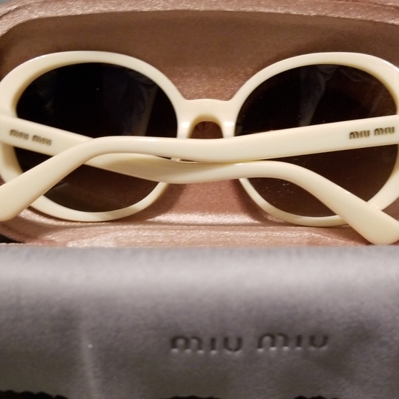 Miu Miu Sunglasses Creme/White  Brown Shade - Picture 2 of 4
